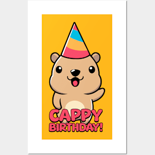 Cappy Birthday! Cute Capybara Cartoon Posters and Art